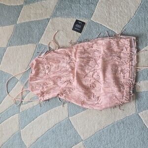 Lulu's Blush Pink Dress with Beaded Detail